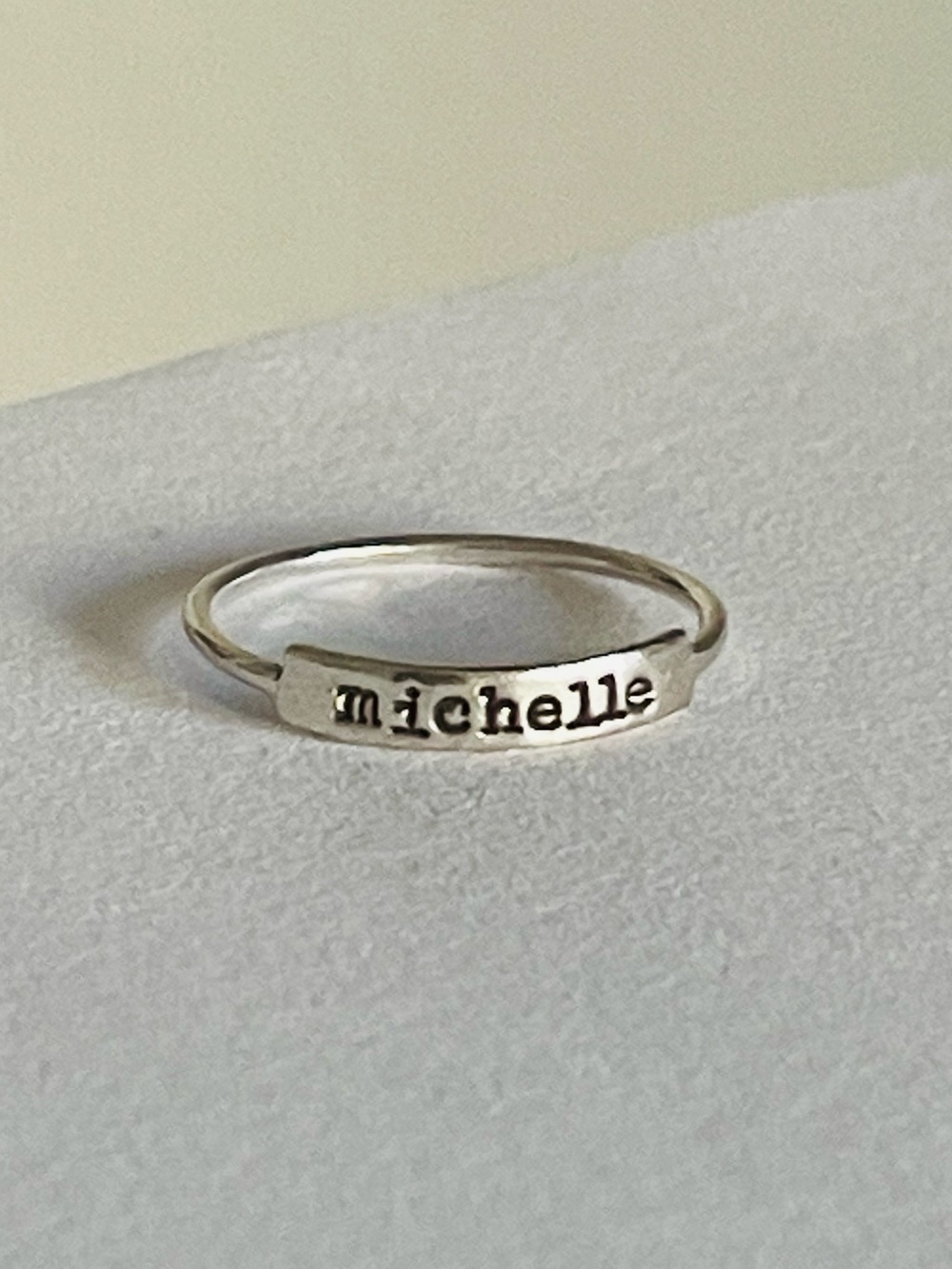 Personalized hand stamped 'michelle' 925 sterling Silver Name Ring